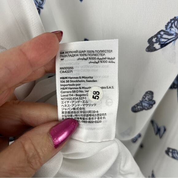 DIVIDED Y2K 90s Butterfly Chiffon White Blue Babydoll Strappy Mini Dress Sz XL - Picture 8 of 8